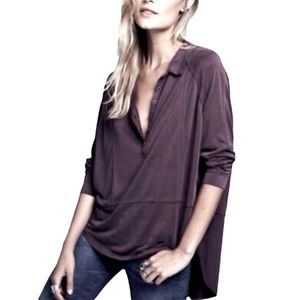 WE THE FREE | Women’s Rose Modal Oversized Henley Long Sleeve Top size Small